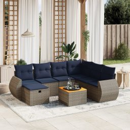 vidaXL 8 részes szürke polyrattan kerti ülőgarnitúra párnával