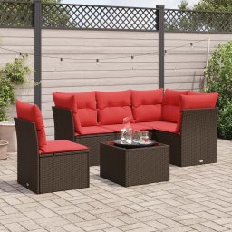 vidaXL 6 részes barna polyrattan kerti ülőgarnitúra párnával