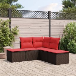 vidaXL 5 részes barna polyrattan kerti ülőgarnitúra párnával
