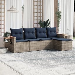 vidaXL 5 részes szürke polyrattan kerti ülőgarnitúra párnával