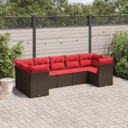 vidaXL 7 részes barna polyrattan kerti ülőgarnitúra párnákkal