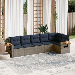 vidaXL 6 részes szürke polyrattan kerti ülőgarnitúra párnával