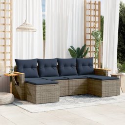 vidaXL 6 részes szürke polyrattan kerti ülőgarnitúra párnával