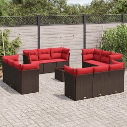 vidaXL 13 részes barna polyrattan kerti ülőgarnitúra párnákkal