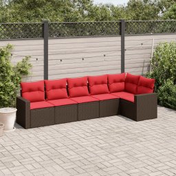 vidaXL 6 részes barna polyrattan kerti ülőgarnitúra párnával