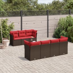 vidaXL 8 részes barna polyrattan kerti ülőgarnitúra párnákkal