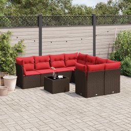 vidaXL 9-részes barna polyrattan kerti ülőgarnitúra párnákkal