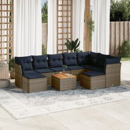 vidaXL 10 részes szürke polyrattan kerti ülőgarnitúra párnával