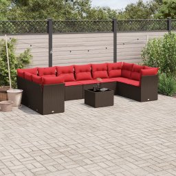 vidaXL 11 részes barna polyrattan kerti ülőgarnitúra párnákkal