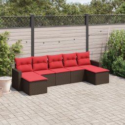 vidaXL 7 részes barna polyrattan kerti ülőgarnitúra párnákkal