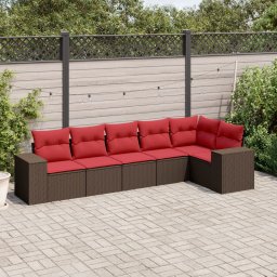 vidaXL 6 részes barna polyrattan kerti ülőgarnitúra párnával