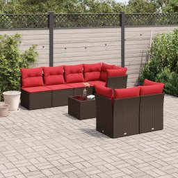 vidaXL 8 részes barna polyrattan kerti ülőgarnitúra párnákkal