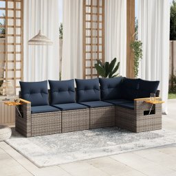 vidaXL 5 részes szürke polyrattan kerti ülőgarnitúra párnával