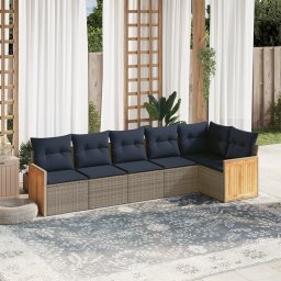 vidaXL 6 részes szürke polyrattan kerti ülőgarnitúra párnával
