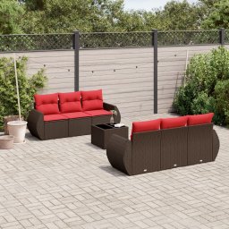 vidaXL 7 részes barna polyrattan kerti ülőgarnitúra párnákkal
