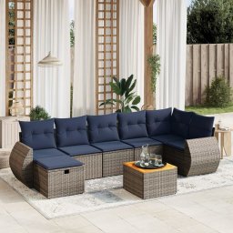 vidaXL 8 részes szürke polyrattan kerti ülőgarnitúra párnával