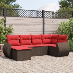 vidaXL 6 részes barna polyrattan kerti ülőgarnitúra párnával