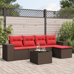 vidaXL 6 részes barna polyrattan kerti ülőgarnitúra párnával