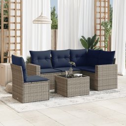 vidaXL 6 részes szürke polyrattan kerti ülőgarnitúra párnával