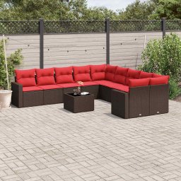 vidaXL 11 részes barna polyrattan kerti ülőgarnitúra párnákkal