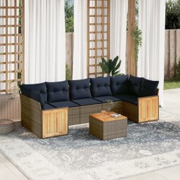 vidaXL 8 részes szürke polyrattan kerti ülőgarnitúra párnával