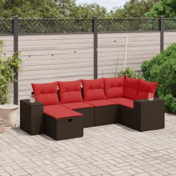 vidaXL 6 részes barna polyrattan kerti ülőgarnitúra párnával