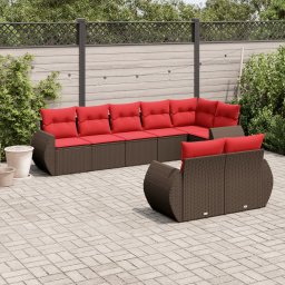 vidaXL 8 részes barna polyrattan kerti ülőgarnitúra párnákkal