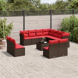 vidaXL 12 részes barna polyrattan kerti ülőgarnitúra párnákkal
