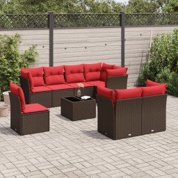 vidaXL 9-részes barna polyrattan kerti ülőgarnitúra párnákkal