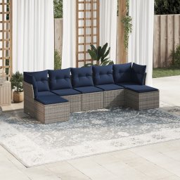 vidaXL 7 részes szürke polyrattan kerti ülőgarnitúra párnákkal