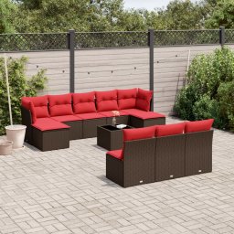 vidaXL 11 részes barna polyrattan kerti ülőgarnitúra párnákkal
