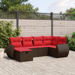 vidaXL 6 részes barna polyrattan kerti ülőgarnitúra párnával