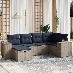vidaXL 6 részes szürke polyrattan kerti ülőgarnitúra párnával