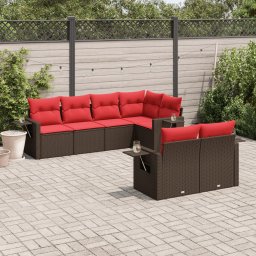 vidaXL 7 részes barna polyrattan kerti ülőgarnitúra párnákkal