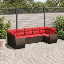vidaXL 7 részes barna polyrattan kerti ülőgarnitúra párnákkal