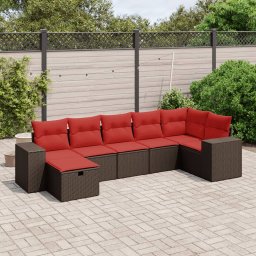 vidaXL 7 részes barna polyrattan kerti ülőgarnitúra párnákkal