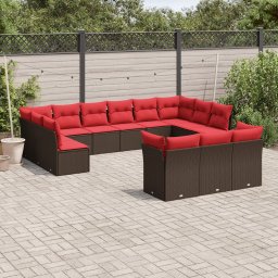 vidaXL 13 részes barna polyrattan kerti ülőgarnitúra párnákkal