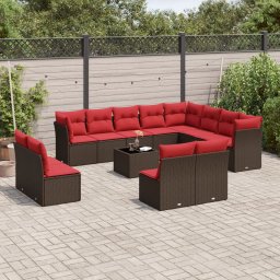 vidaXL 13 részes barna polyrattan kerti ülőgarnitúra párnákkal
