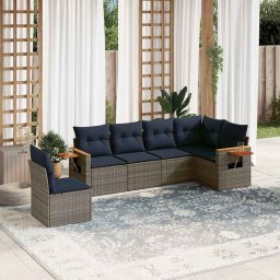 vidaXL 6 részes szürke polyrattan kerti ülőgarnitúra párnával