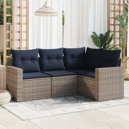 vidaXL 4 részes szürke polyrattan kerti ülőgarnitúra párnával
