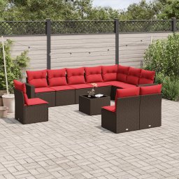 vidaXL 11 részes barna polyrattan kerti ülőgarnitúra párnákkal