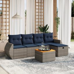 vidaXL 6 részes szürke polyrattan kerti ülőgarnitúra párnával