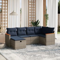 vidaXL 6 részes szürke polyrattan kerti ülőgarnitúra párnával