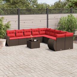 vidaXL 11 részes barna polyrattan kerti ülőgarnitúra párnákkal