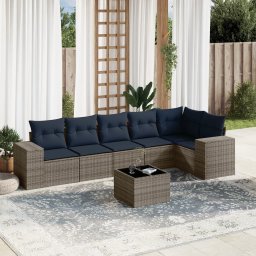vidaXL 7 részes szürke polyrattan kerti ülőgarnitúra párnákkal