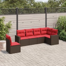 vidaXL 6 részes barna polyrattan kerti ülőgarnitúra párnával