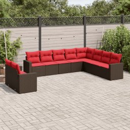 vidaXL 10 részes barna polyrattan kerti ülőgarnitúra párnákkal