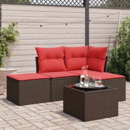 vidaXL 5 részes barna polyrattan kerti ülőgarnitúra párnával