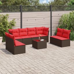 vidaXL 9-részes barna polyrattan kerti ülőgarnitúra párnákkal