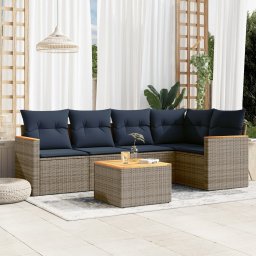vidaXL 6 részes szürke polyrattan kerti ülőgarnitúra párnával